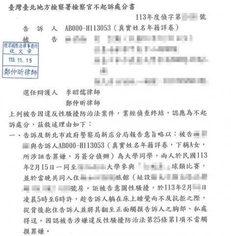 李昭儒律師 - 性騷擾防治法不起訴