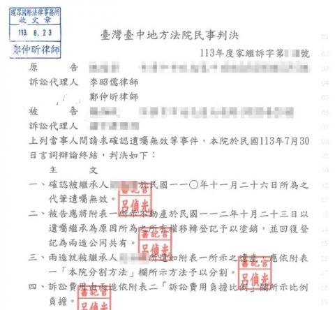 李昭儒律師 - 成功確認遺囑無效