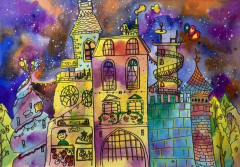 簡怡庭 - 彩色建築-水彩