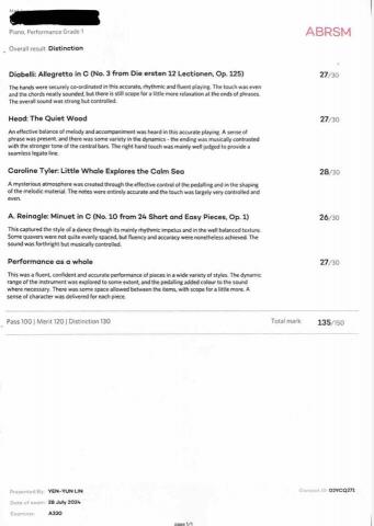 🎹 林晏筠 老師 鋼琴教學 - 學生參加檢定，高分通過