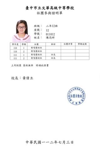 Queena Chen - 社長需時常召開幹部會議，掌握社團事務分配及處理進度，關心團隊氣氛與課堂效果。擔任學校與社團老師學生間溝通的橋樑，即使傳遞訊息，有效率完成任務。