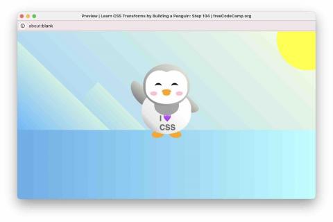 Yu Steven - 這是使用CSS製作的可愛企鵝，背景採用了漸層設計，搭配明亮的日光，展現了CSS的創意與動態美感。
