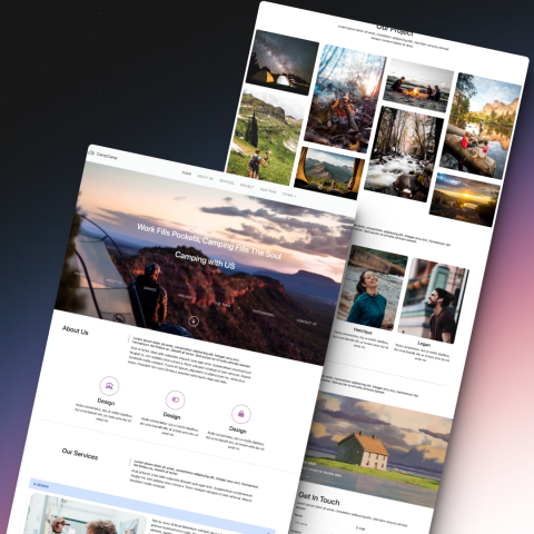 周珈妃 - 以紫色調作為網站底色，主題為露營團隊運營網站
Skill: CSS 3 + Bootstrap 5