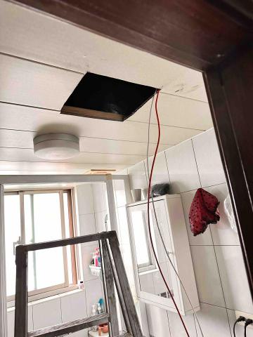 榮鑫居家水電維修 - 新增暖風機開孔天花板骨料加強電源拉線
