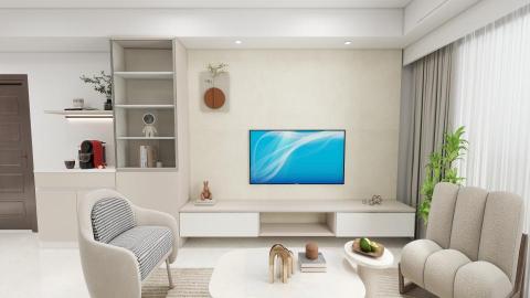 圓夢空間設計工作室 - 奶油風電視牆