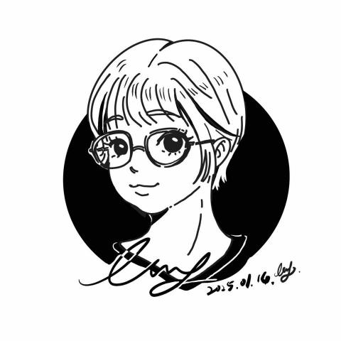 伶果插畫坊 - 黑白肖像畫-單人-編號：01