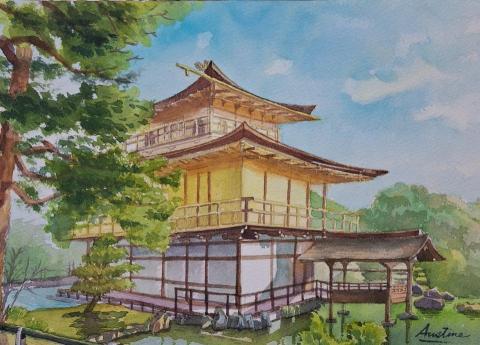 Austine Yang - 金閣寺，水彩