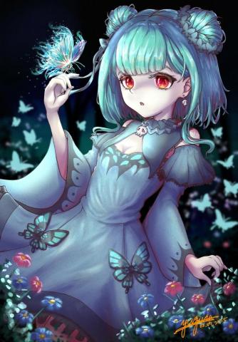 YUZURA - 半身彩色插畫+背景(二創)(範例)