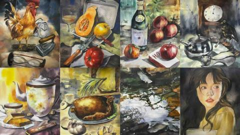 張容瑄 - 水彩靜物加人像與風景