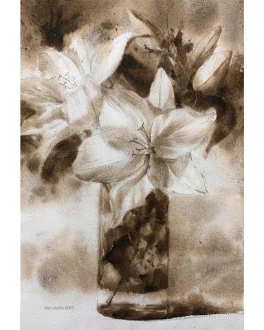 Han studio  邱柏翰 - 百合花卉水彩單色習作

單色可以比較簡單練習明度掌握，有了明度的概念後轉成彩色會讓我們更容易豐富顏色喔!
