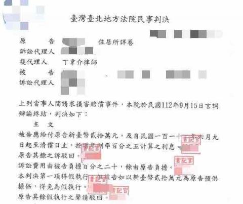 丁韋介律師 - 成功替當事人求償侵害配偶權