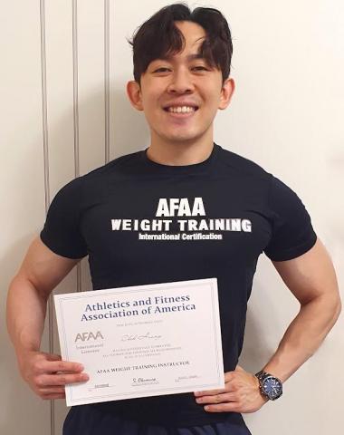 Jimmy - 取得AFAA WT國際重量訓練指導員證照．