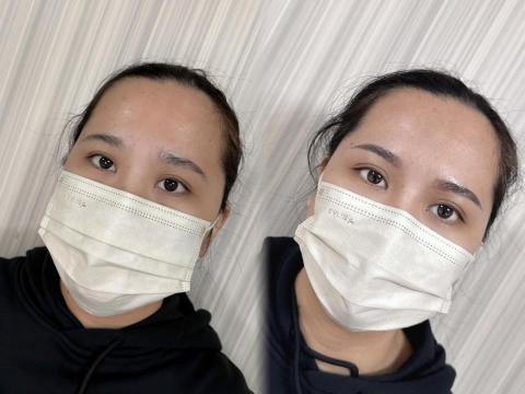 蘿希安美學｜桃園龜山｜紋繡｜霧眉｜美睫 - 左邊：本身有一邊的眉尾下垂、眉毛的形狀缺少完整性
右邊：調整完兩邊的高度、粗細、長度，配合客戶的臉型比例設計適合個人專屬的眉毛