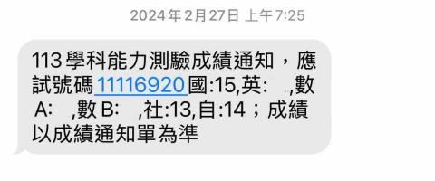 吳蘅容 - 113學測成績