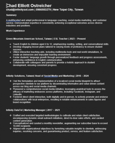 Chad's Here To Help - Resume Page 1