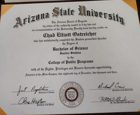 Chad's Here To Help - Arizona State University Diploma