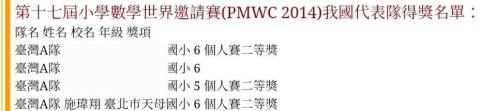 施瑋翔 - 出國數學競賽得獎經歷