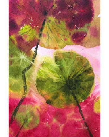 Han studio  邱柏翰 - 荷葉彩色稿

掌握水份、濃度可以模擬出水面上留流動效果。

如果你想學習如何畫水彩，歡迎加入我們課程!，課堂上手把手帶著你示範講解。

