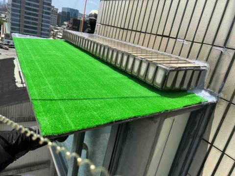 尼克繩索高空作業 - 雨遮草皮更換