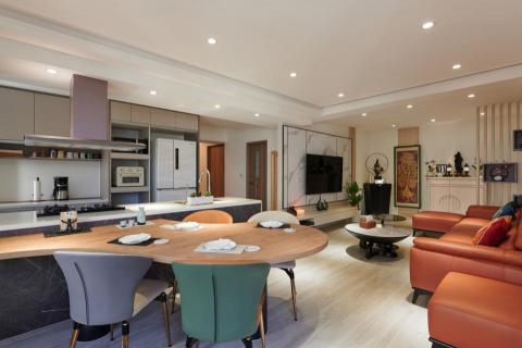 銘墅空間設計 - 現代裝修設計搭配軟件為中式掛畫物件結合現代家具．