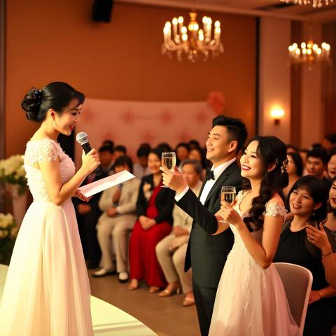 Irene楊 - 我服務的第二對新人，是我的大學好姊妹。她和老公大學時就相識，但當時還沒有牽起緣分。畢業後兩人再次相遇，認定彼此是終身的伴侶，邀請我擔任他們的婚禮主持人，一起見證他們的幸福。