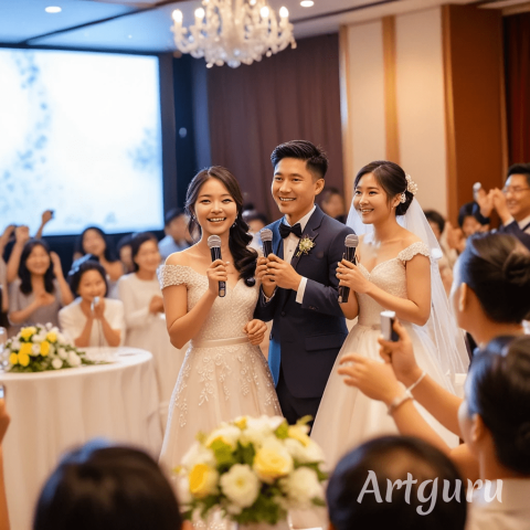 Irene楊 - 新郎的妹妹代表家人向新人獻上祝福，妹妹活潑開朗，幽默大方，在場賓客笑聲不斷。