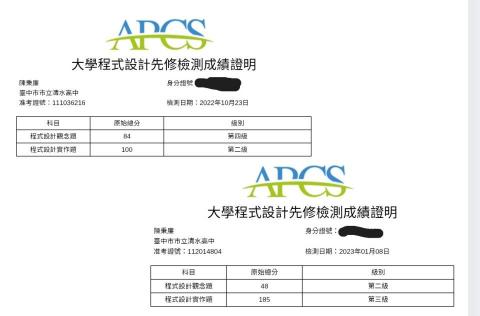 阿秉 - APCS成績