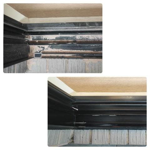 芯美清潔 - 窗溝灰塵清潔 上為清潔前 下為清潔後