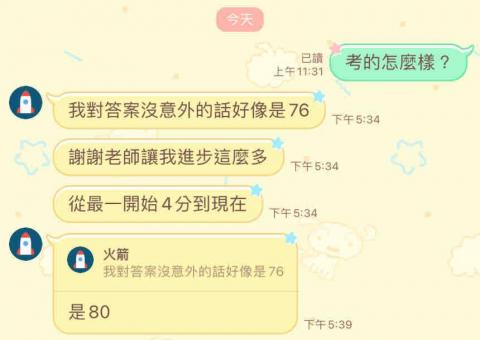 薛強 - 配合兩次段考後大幅度進步