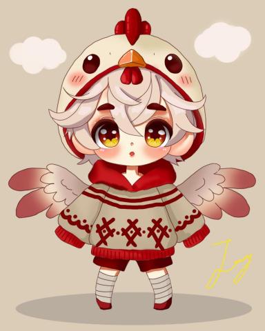 yu_mao_ hai - Q版人物，生肖雞。