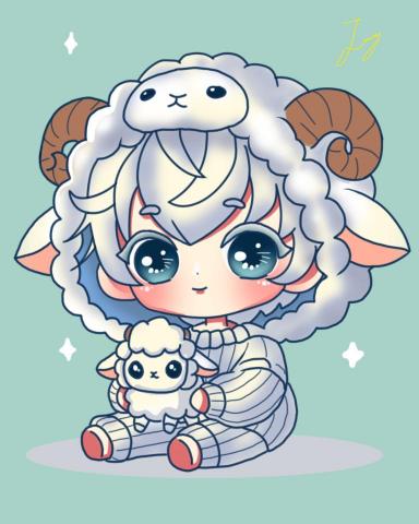 yu_mao_ hai - Q版人物，生肖羊。