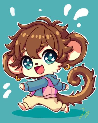 yu_mao_ hai - Q版人物，生肖猴。