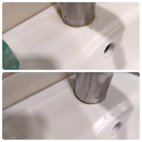 潔癖鬼整潔服務 - 水龍頭下方黃垢結石清潔前後