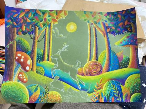 張仲萱 - （油性色鉛筆）插畫過程