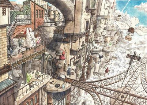 森似風格 - 蒸氣火車站~~火車即將出發 各位乘客趕緊搭乘~~~