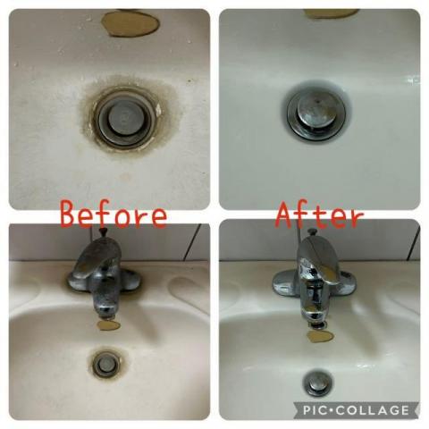 好乾淨工程行 - 洗手台陳年的水垢，洗到亮晶晶