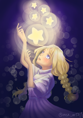 NC - 此插畫名稱為Catch the Stars（抓住希望），為2024年之作品。
