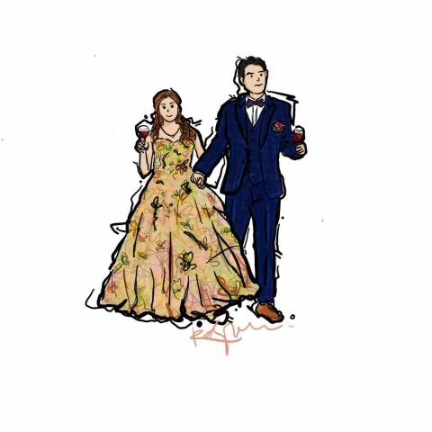 玫瑰‧李 - 婚禮似顏繪