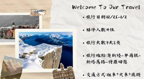 潘廉庠 - 挪威行程規劃