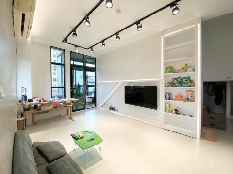 藝田室內設計、系統櫃規劃、統包 - 輕工業風、線條造形電視牆