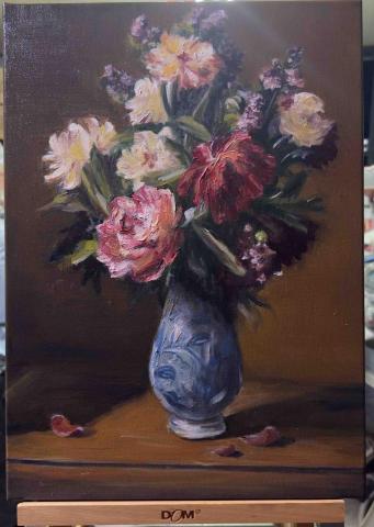 曾泓齊 - 此幅為古典近物油畫-瓶花