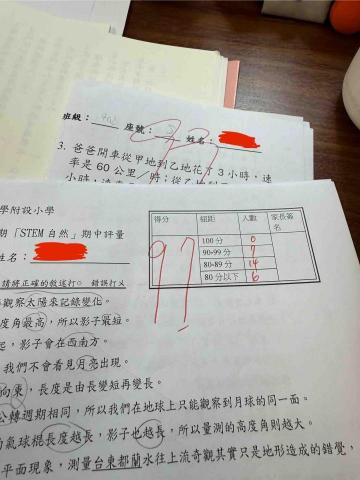 陳旻萱 - 小朋友期中考 課綱外自然 兩個班級裡最高分！