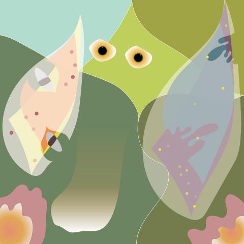 周沐 Ainsley Chow - 插畫作品：迷藏象
為〈形戲〉系列作品之一，曾獲2023光之藝廊創作獎佳作