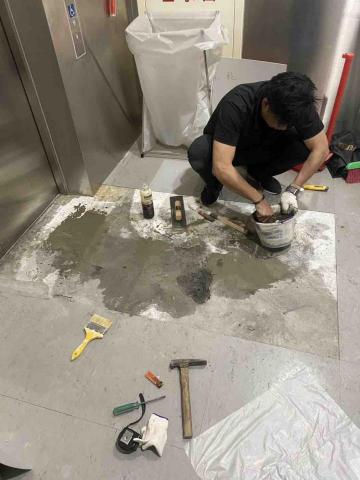 啟湧工程 - 地面凹洞填補更換塑膠地墊