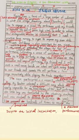 Clara 英文家教 - 作文批改範例