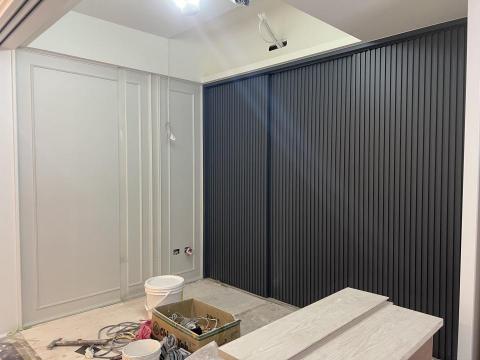 專業油漆職人許國華 - 牆面冷烤漆，衣櫃格柵線條冷烤漆