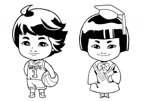 八繭 - 客製Q版人像-似顏繪黑白