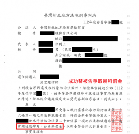 周宜瑾律師 - 周律師成功替被告爭取易科罰金之機會