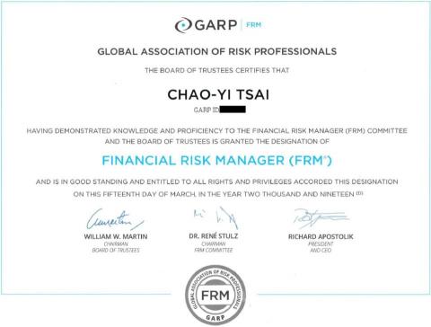 蔡昭儀 - FRM財務風險管理師