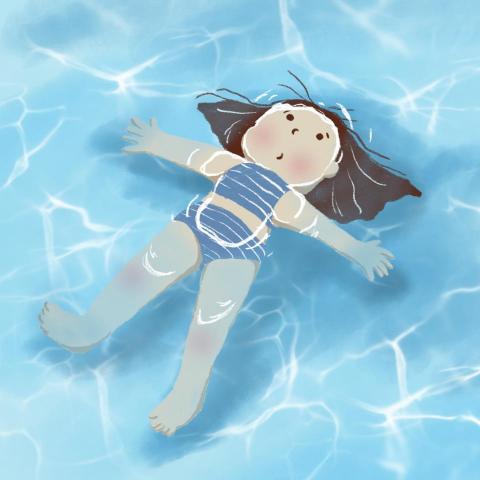 半口氣 工作室 - 插畫
畢業後也離開了潛水社，但進入社會的同時，也不忘了大海的寧靜感，即使出社會迷惘，也時常拿起畫筆畫著自己與水的連結，不管是大海還是自由潛水。